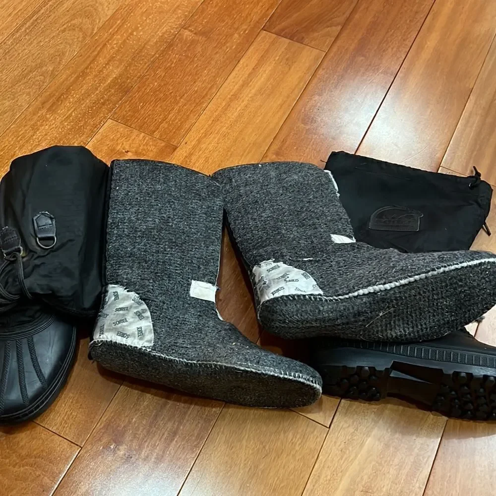 Sorel‎ Snowlion Winter Insulated Black Boots Women’s Size US 7